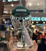 2026 NEW Starbucks Barista Bear Glass Cup Limited Edition Christmas Cup (591ml)