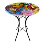 GARDEN BUTTERFLY GLASS BIRD BATH FEEDER TABLE patio decking (LH148D001127)