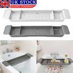 Bath Rack Extendable Over Bath Tub Caddy Plastic Organizer Tray Bathroom Tidy