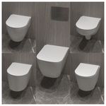 Bathroom Rimless Wall Hung Toilet Modern WC Pan With Soft Close Seat White