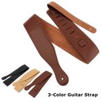 Brown Adjustable Soft Leather Thick Guitar Strap Belt for Electric Acoustic