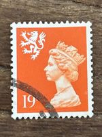 GB Machin Scotland SG S62 19p Bright Orange Red Phosphorised Paper Used