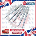 SET OF SIX TWEEZERS LONG THIN FLAT ROUNDED SELF CLOSING BENT NOSE PRECISION