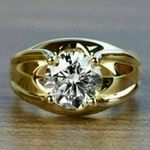 2Ct Round Diamond Men's Solitaire Wedding Engagement Ring 14k Yellow Gold Over