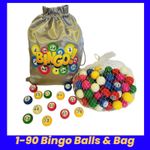 Bingo Raffle Balls 1-90 & Bag for Bingo Cage 22mm 1-90 Bingo Balls & Bag