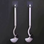 Wall Mounted Toilet Brush with Adhesive Hook, Matte Plastic, White/Black
