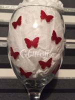 x40 Mini Red GLITTER VINYL Butterfly Stickers DIY Wine Glass Wedding Invites