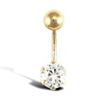 9ct Gold Solitaire Claw Set Banana Belly Bar SOLID 9ct GOLD Genuine Belly Bar