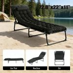 Sun Lounger Folding Recliner Chair Garden Adult Outdoor Bed with Mattress 185cm