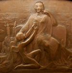 Vintage Art Deco FRENCH BRONZE Medallion PLAQUE Electricity By E-P Blin FRAMED