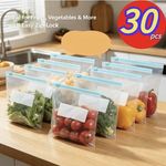 30 PCS Zip Lock Reusable/Resealable Food Freezer Storage Bags
