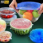 6pcs Reusable Silicone Stretch Lids Durable Food Storage Covers for Bowls