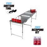 OFFICIAL SIZE 8 FOOT FOLDING BEER PONG TABLE + FREE BEER PONG KIT + TOOL