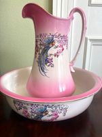 Antique Burslem Newport Pottery  Large Ceramic Washbasin and Jug   C1890-1912.