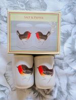 Robin Bird Ceramic Salt & Pepper Shakers Set (2) Dishwasher Safe, Small