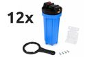 12 Pack 10" Water Filter Housing 3/4" Ports Blue Bowl with Brackets & Spanners