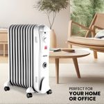Schallen Oil Filled Radiator 2500W 11 Fin Heater + Thermostat with Timer - WHITE