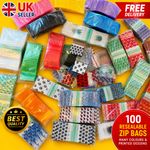 100 UK GRIP SEAL Self Reusable reseal BAGS Clear Poly Plastic Small Zip Bags New