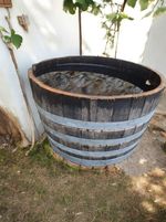 GIANT WATERTIGHT OAK HALF WHISKY BARREL - FOR WILDLIFE MINI POND  - 90CM X 65CM.