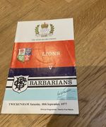 Lions v Barbarians 10/9/1977 Rugby Programme
