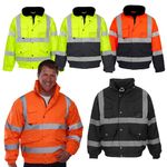 Hi Vis Viz Bomber Jacket High Visibility Safety Workwear Security Jackets New