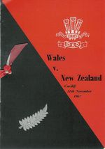 WALES v NEW ZEALAND 1967 RUGBY DINNER MENU CARD