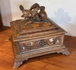 ANTIQUE BLACK FOREST SEWING JEWELLERY TRINKET DESKTOP VICTORIAN WORK BOX GROUSE