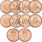 2009 Lincoln Penny One Cent P&D Bicentennial Set 8 Coins  + 2 x 2010 Bonus Coins