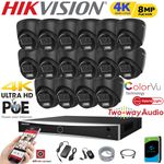 HIKVISION 4K 8MP NVR CCTV PoE System ColorVu 2-Way Audio Night Vision Camera Kit