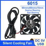 6015 60mm DC 5V USB Cooler Black Mini Square Silent Cooling Fan Brushless Fan