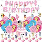 Pink Bluey Bingo Balloon Birthday PartyKids Cartoon Themed Party Tableware Set