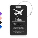 Personalised Engraved Metal Luggage Tag Suitcase Travel Name Address ID Labels