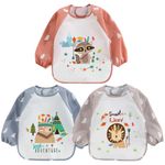 3 Pcs Long Sleeved Baby Toddler Bibs Waterproof Sleeved Bib Smock 6-36 Months 