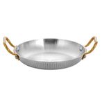 Ribbed Serving Dish Gold Handles Raised Sides for Fried Chicken