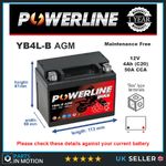 MOTORCYCLE MOTORBIKE 12V VOLT BATTERY DB4L-B GEL NANO TECH YB4L-B