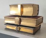 3 x ANTIQUE CLASPED VELVET & BRASS BOUND BOOKS, VG CONDITION, 1860s