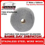 Stainless Steel Wire Wool Packing Heat Wrapping Kit Car Bike Exhaust x 1 Metre
