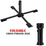 Foldable Metal Stand Holder Cross Frame Heavy Duty Parasol Base Umbrella Garden