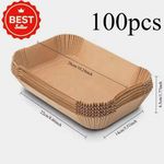 100pcs Brown Rectangle Baking Paper Tray Liners Disposable Non-Stick 26x22x4.5cm