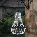 Solar Powered Acrylic Crystal Chandelier Light Outdoor Garden Meadow Cool White