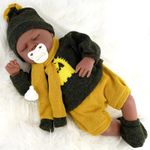Black Baby Doll Ethnic Reborn Boy Sleeping 20" Toy with Dummy & Bottle BiBi Doll