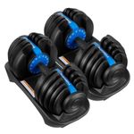 Adjustable Dumbbell 24kg Set Pair Hand Dumbbells Home Gym Fitness Exercise Blue