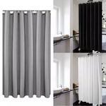 EXTRA LONG FABRIC SHOWER CURTAIN WATERPROOF WITH HOOKS WEIGHTED HEM 180 X 200CM