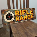 Rifle Range Sign Retro Carnival Shooting Large 56cm Wooden Panel
