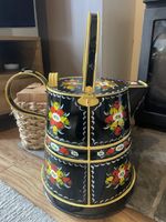XL Handpainted Floral Barge Canal Ware Buckby Watering Can Jug Vintage Decor