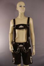 WOMENS GERMAN BAVARIAN OKTOBERFEST EMBROIDERED DK BROWN SUEDE LEATHER LEDERHOSEN
