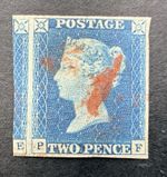 GB QV 1840 Sg5 2d Blue Plate 1 Red MX Fine Plus Used. Very Sought After