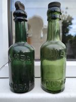 X2 Maskery Sandbach Dark & Light Green Half Pint Beer Bottles