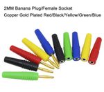 2MM Banana Plug/Female Socket Copper Gold Plated Red/Black/Yellow/Green/Blue
