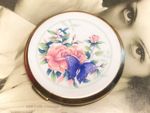 Stratton white blue butterfly vintage Powder Compact: Makeup Mirror-1m